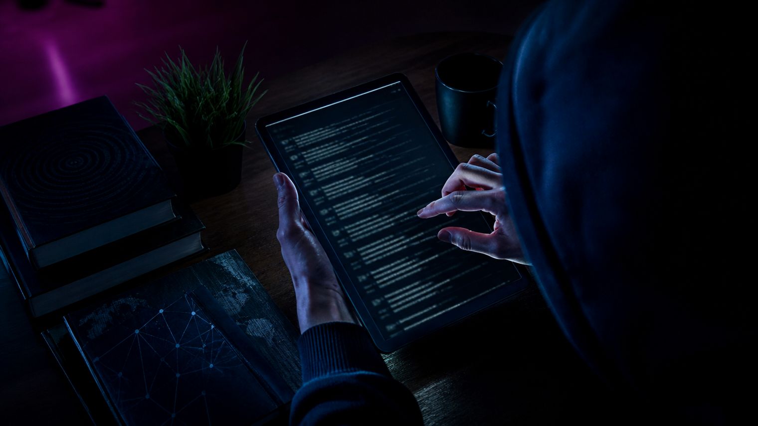 person using a tablet to access the Hidden Wiki